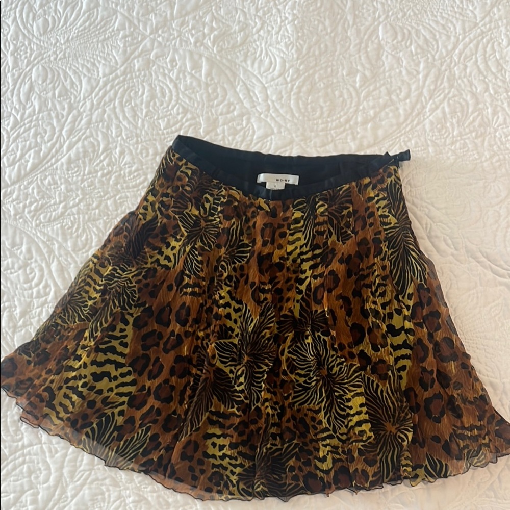 Vince Brown and Black Animal Print Skater Skirt